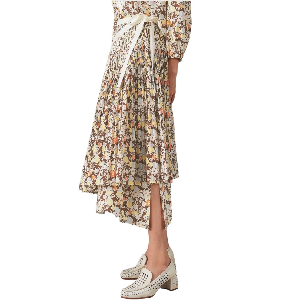 ♦️SOLD♦️ NWT Tory Burch Pleated Tie Waist Floral Print Skirt - Picture 2 of 13